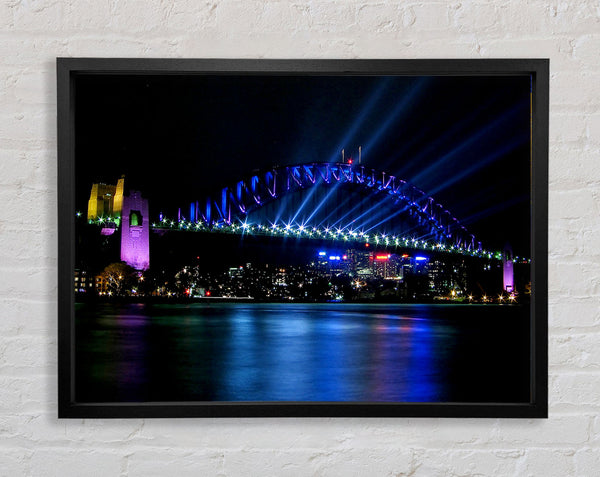 Sydney Harbour Bridge Blue Light Framed Print