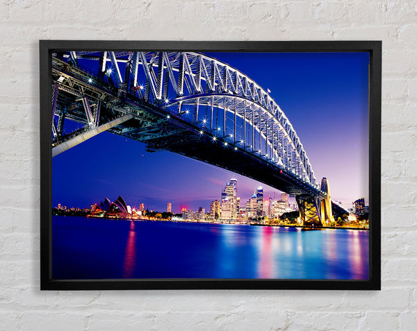 Sydney Harbour Bridge Blue Night Framed Print