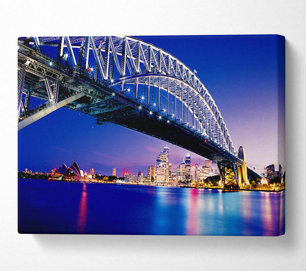  A Canvas Print of Sydney Harbour Bridge Blue Night Canvas Print