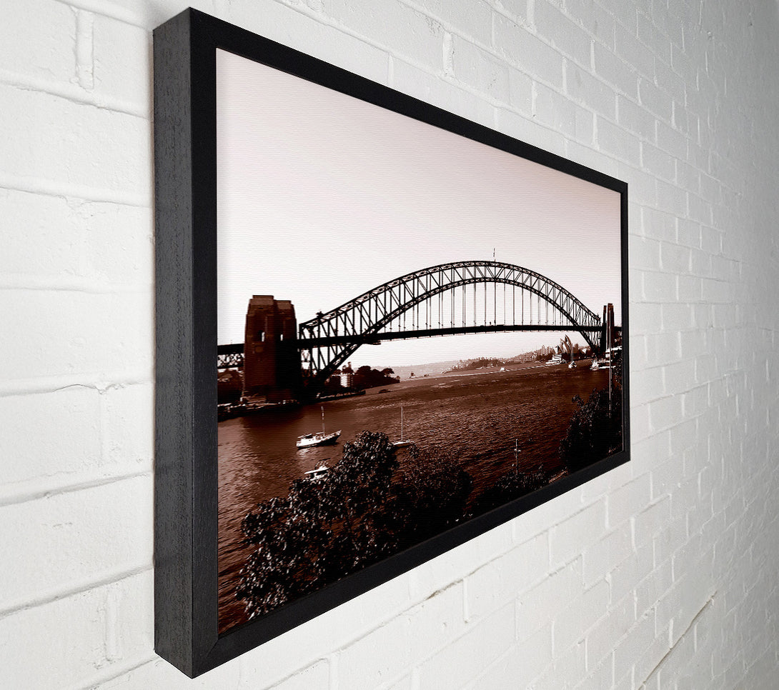  A Canvas Print of Sydney Harbour Bridge Brown Canvas Wall Art
