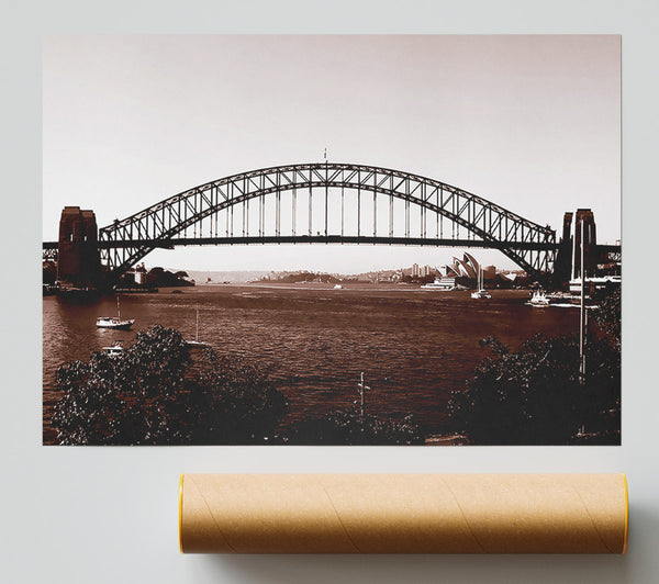 Sydney Harbour Bridge Brown Giclee Print