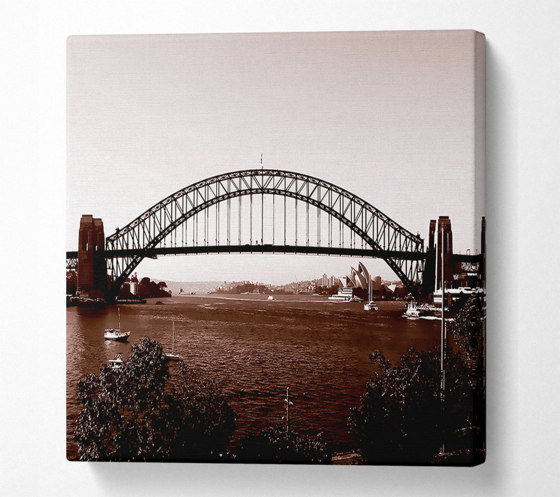  A Canvas Print of Sydney Harbour Bridge Brown Canvas Wall Art