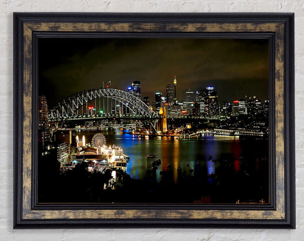 Sydney Harbour Bridge Evening Glow Framed Print