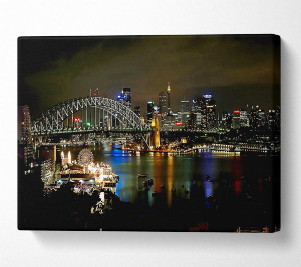  A Canvas Print of Sydney Harbour Bridge Evening Glow Canvas Art