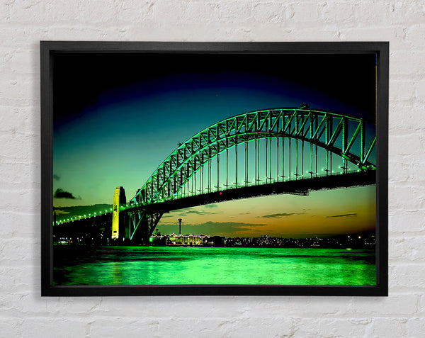 Sydney Harbour Bridge Green Cast Framed Print
