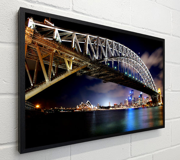 Sydney Harbour Bridge Night Light Reflections