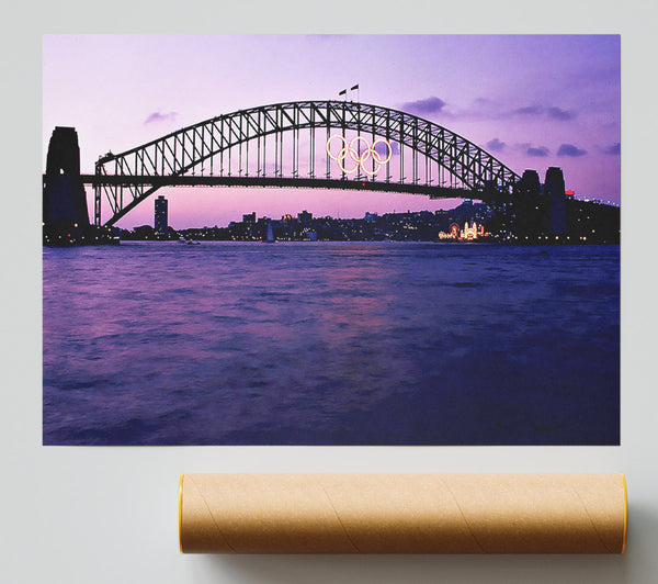 Sydney Harbour Bridge Pink Reflections Poster