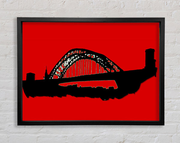 Sydney Harbour Bridge Retro Red Framed Print