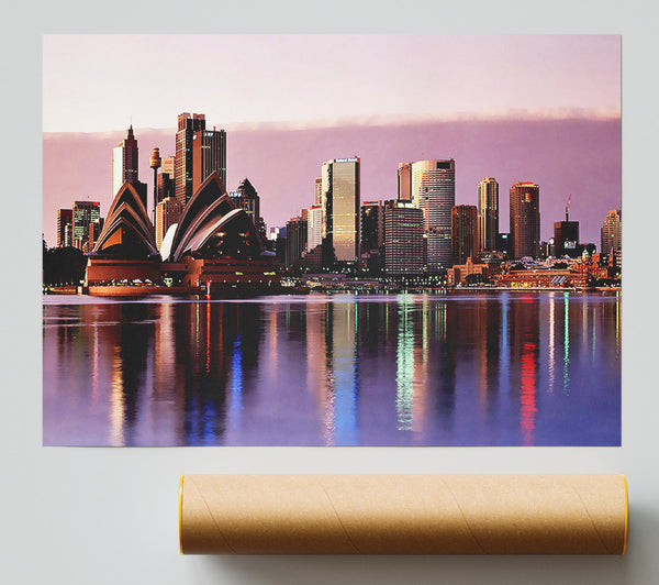 Sydney Harbour Opera House Stunning Pink Reflections Poster