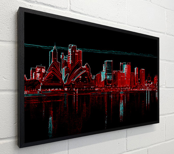 Sydney Skyline Opera House Red