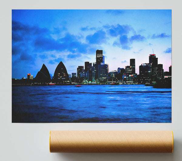 Syndey Opera House Afar Blue Giclee Print