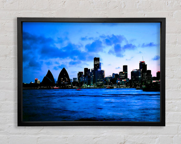 Syndey Opera House Afar Blue Framed Print