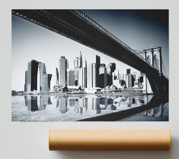 The Drive To New York City Blue Poster