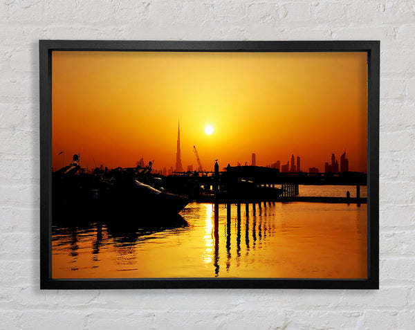 The Harbour At Sunrise Framed Print