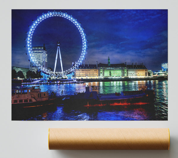 The London Eye At Night Giclee Print