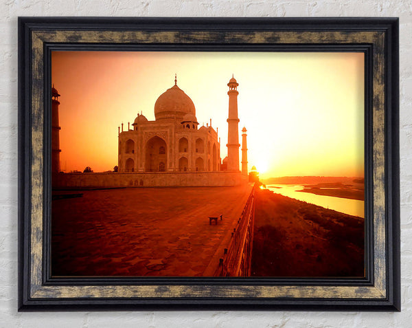 The Taj Mahal At Sunset India Framed Print