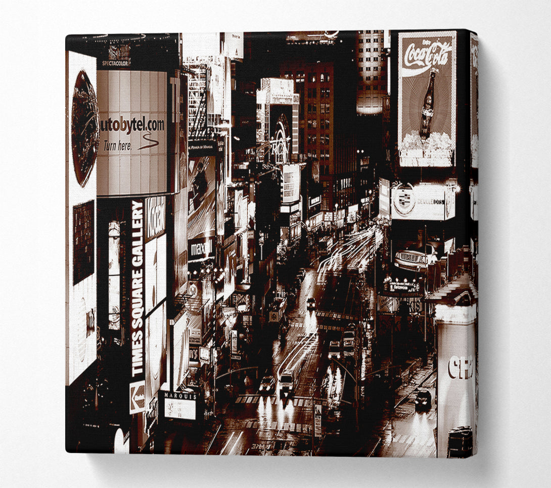  A Canvas Print of Times Square New York Brown Canvas Print