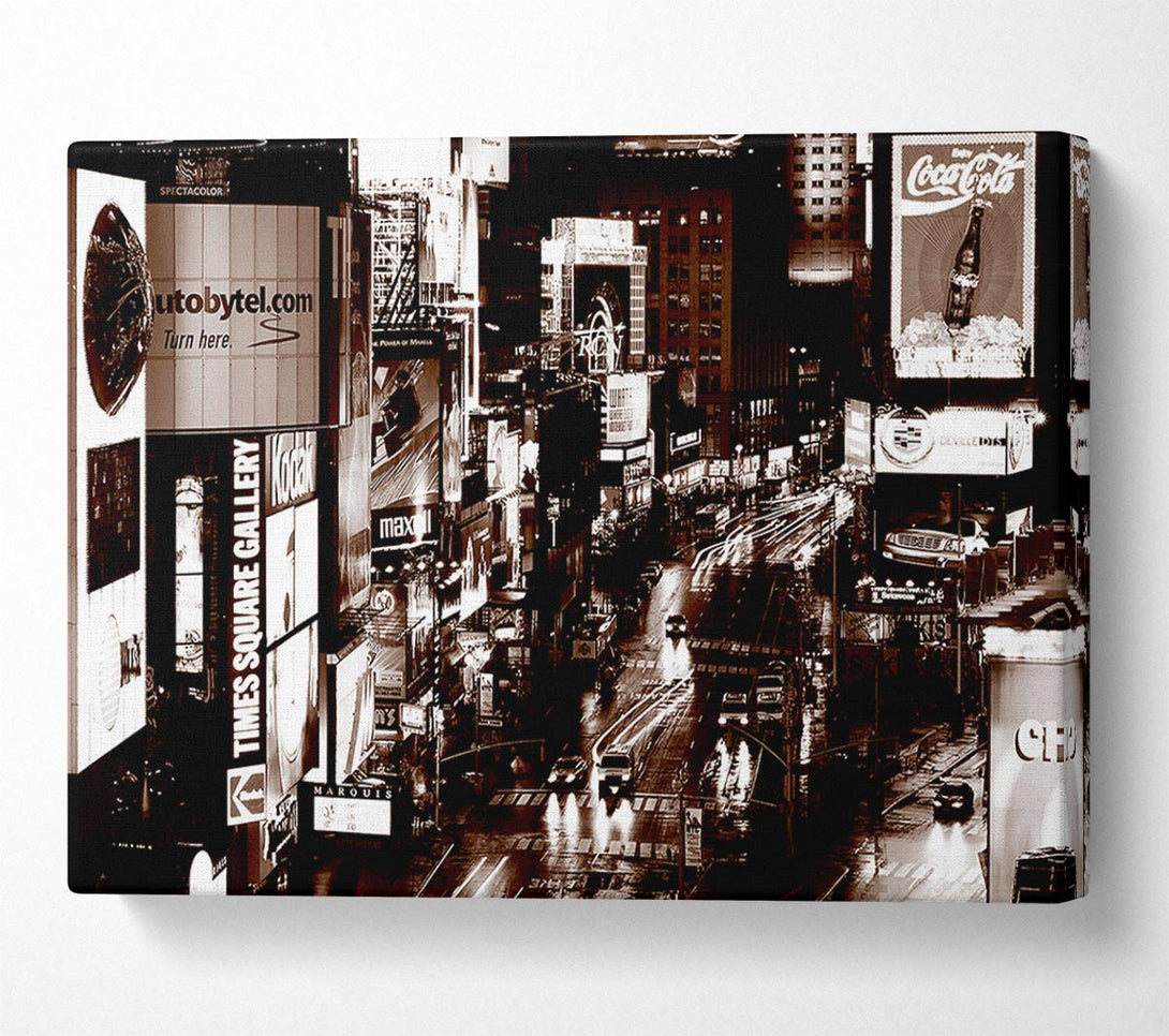  A Canvas Print of Times Square New York Brown Canvas Print