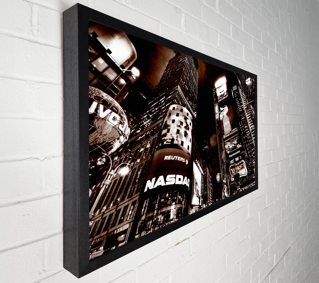  A Canvas Print of Times Square New York City Brown Canvas Print