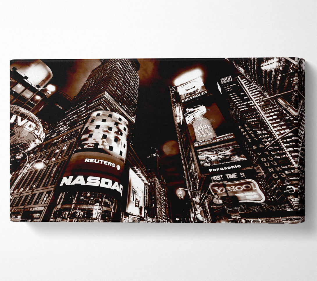  A Canvas Print of Times Square New York City Brown Canvas Print