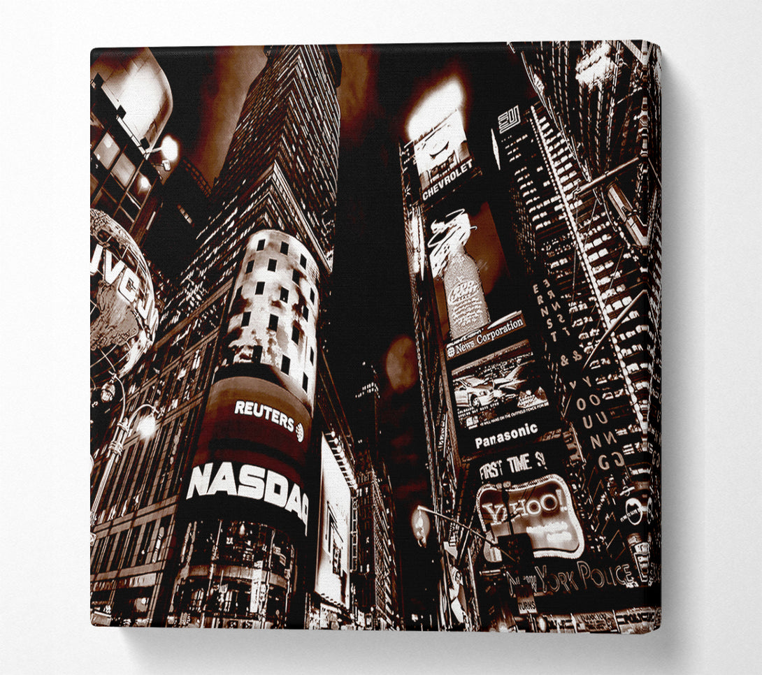  A Canvas Print of Times Square New York City Brown Canvas Print