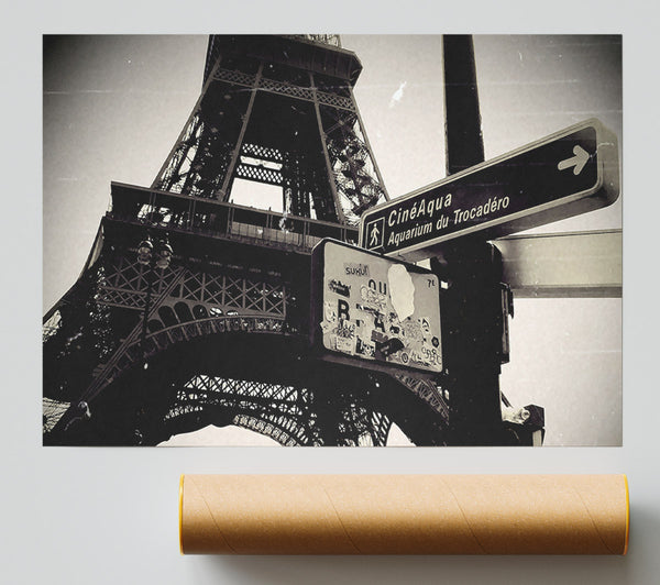 Tour Eiffel Tower Vintage B N W Print