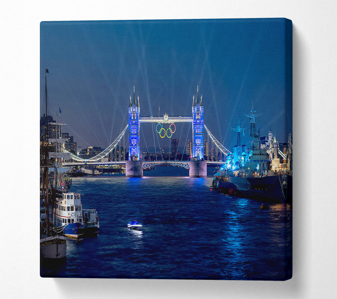  A Canvas Print of Tower Bridge Olympic Lighting London Canvas Wall Art