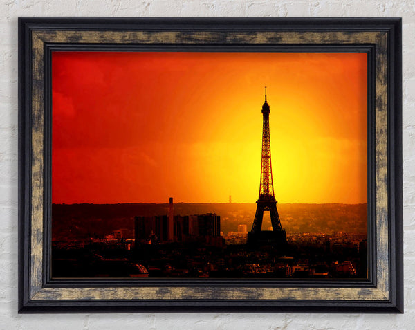 Eiffel Tower Sun Glow Framed Print