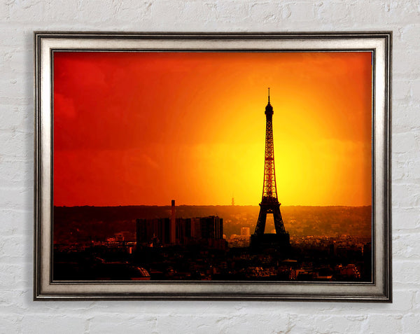 Eiffel Tower Sun Glow Framed Print