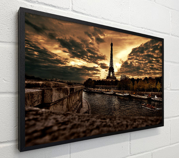 Eiffel Tower Sepia Clouds