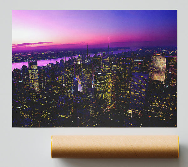 Twilight In New York City Print