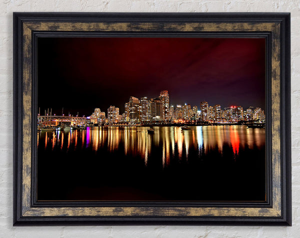 Vancouver City Nights Framed Print