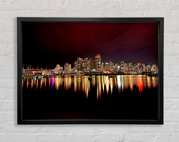 Vancouver City Nights Framed Print
