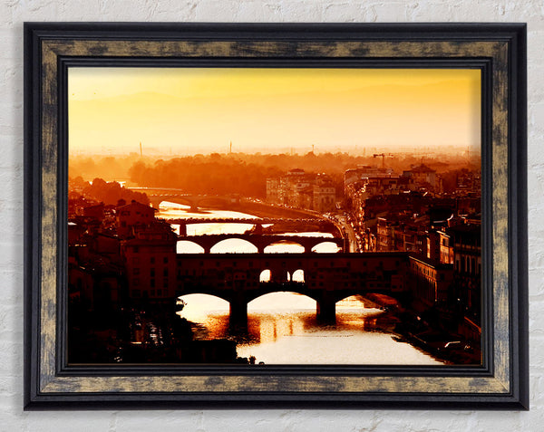 Venice City Of Bridges Morning Glow Framed Print