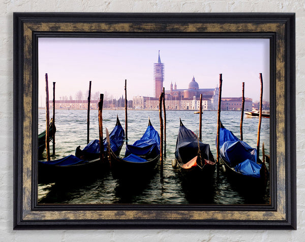 Venice Gondola Line-Up Framed Print