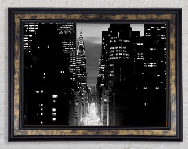 View Down 5Th Avenue New York B n W Framed Print