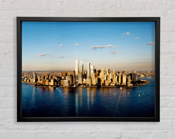 View Of New York In Golden Sunlight Framed Print