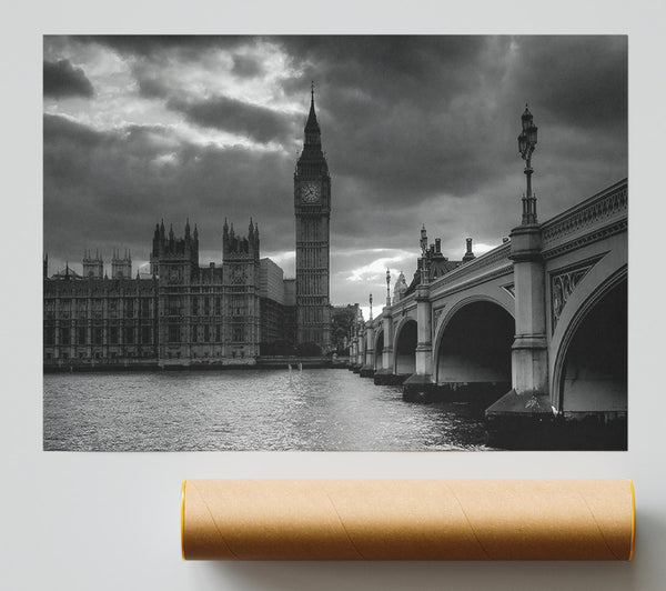 Westminster Black And White Poster