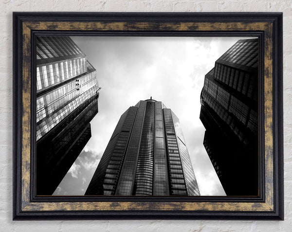 Window Cleaning Skyscrapers B n W Framed Print