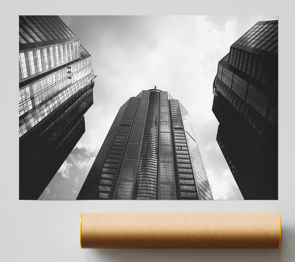 Window Cleaning Skyscrapers B N W Giclee Print