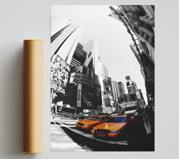 Yellow Cab Duo On 5Th Avenue Poster