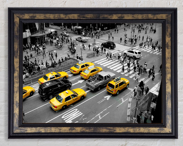 Yellow Cabs New York City Framed Print