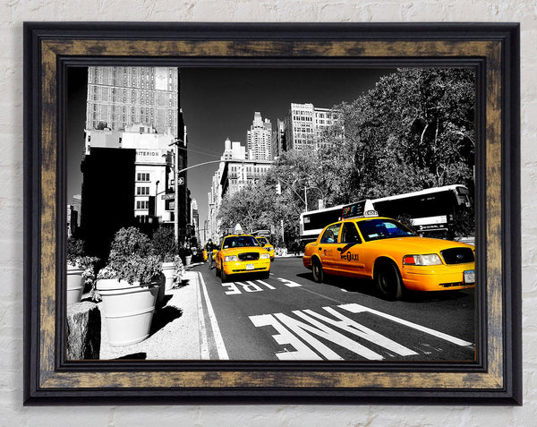 Yellow Taxi In New York City Framed Print