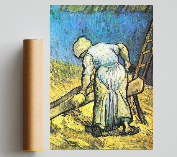 Van Gogh A Farmer Cutting Hay Poster