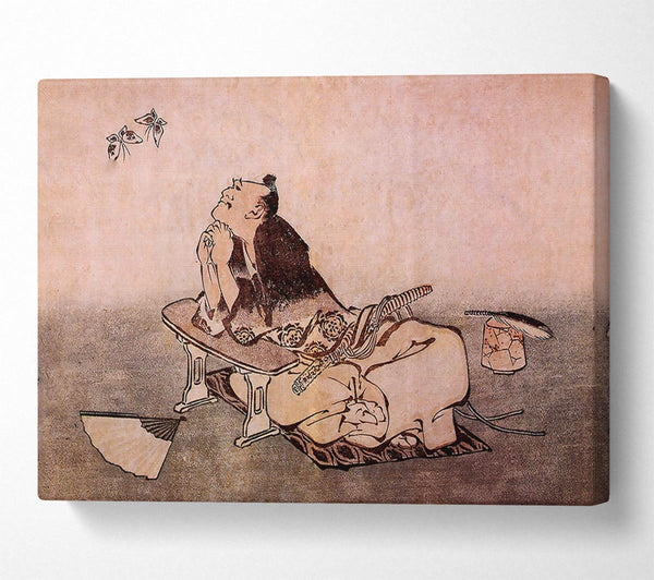  A Canvas Print of Hokusai A Philosopher Looking At Two Butterflies Canvas Art