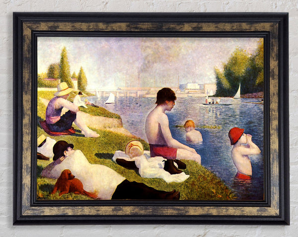Seurat A Swimming Pool In Asnie`re Framed Print