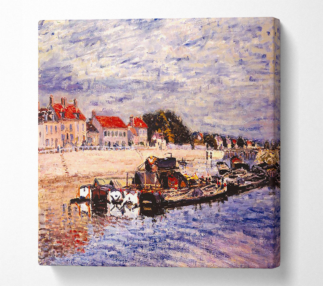  A Canvas Print of Sisley Barges On The Loing Canvas Print