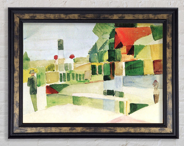 August Macke At The Ships Framed Print