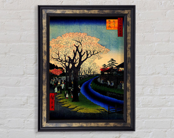 Hiroshige Blossoms On The Tama River Framed Print