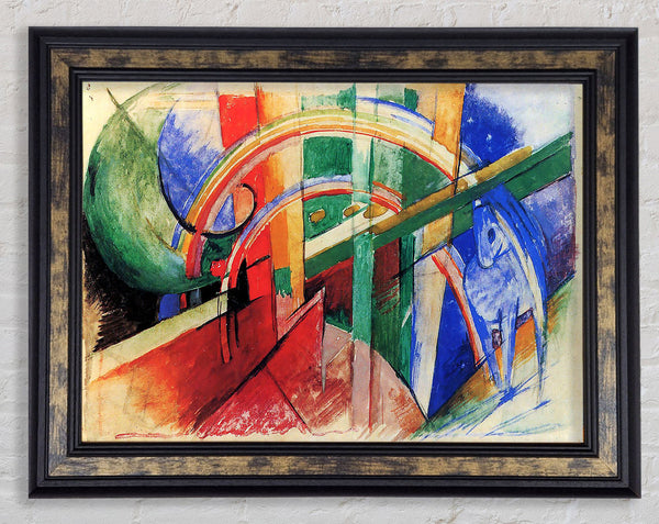 Franz Marc Blue Horse With Rainbow Framed Print
